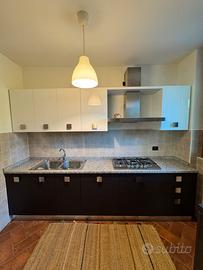 Cucina lineare con cappa e fuochi a gas