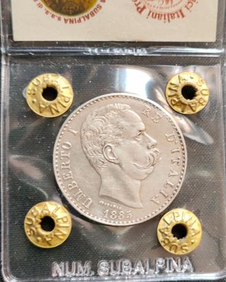 2 lire 1885 qSPL perizia Subalpina
