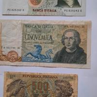 3 banconote , 2 da 5000 mila lire, una da 500 lire