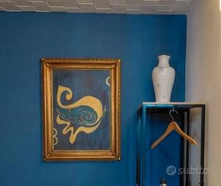 Quadro Astratto "Aurum" con cornice Vintage dorata