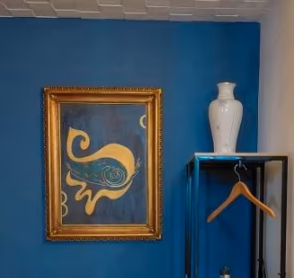 Quadro Astratto "Aurum" con cornice Vintage dorata