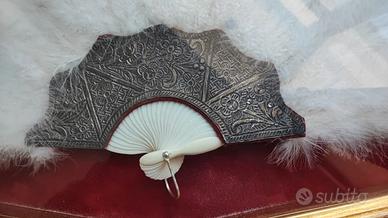 Ventaglio Antico da sposa.  Piume di Struzzo Bianc