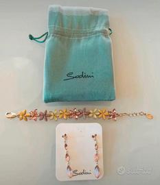 Sodini parure bracciale ed orecchino con pietre