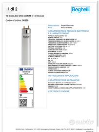 25pz Lampada beghelli 56230 led 60cm 840 9watt T8