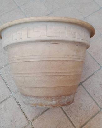 Vaso terracotta rotondo beige con foro drenaggio