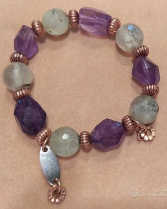 Bracciale quarzo verde e ametista