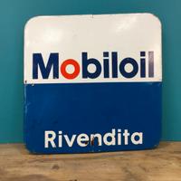 TABELLA SMALTATA MOBILOIL INSEGNA OFFICINA BENZINA