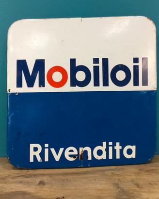 TABELLA SMALTATA MOBILOIL INSEGNA OFFICINA BENZINA