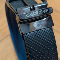 Cintura pelle Armani nero blu reversibile