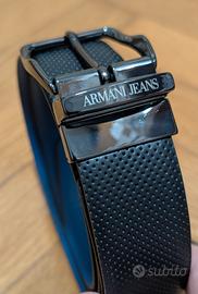 Cintura pelle Armani nero blu reversibile