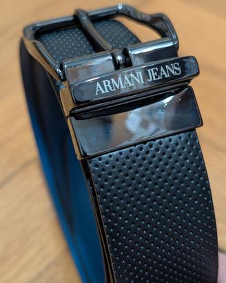 Cintura pelle Armani nero blu reversibile