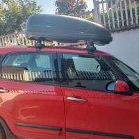 box baule da tetto Fiat 500L marca norauto + Barre