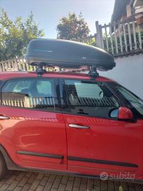 box baule da tetto Fiat 500L marca norauto + Barre