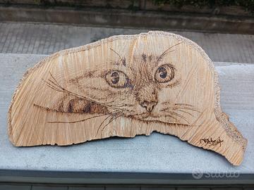 Disegno del gatto sul legno con il pirografo 💫 
