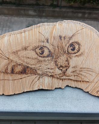 Disegno del gatto sul legno con il pirografo 💫 