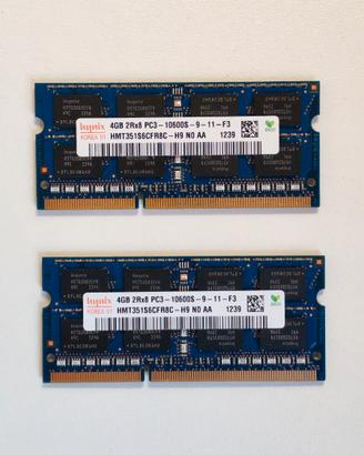 2x4GB Ram SK Hynix DDR3 PC3-10600S Sodimm (8GB)