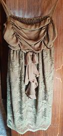 Vestito cerimonia donna con pizzo nocciola tg. 48