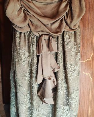 Vestito cerimonia donna con pizzo nocciola tg. 48