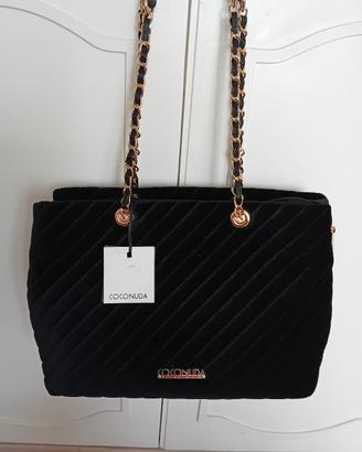 Borsa tote COCONUDA nera nuova con cartte
