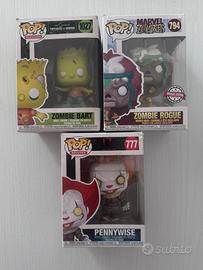 Lotto 3 funko pop horror zombie bart pennywise