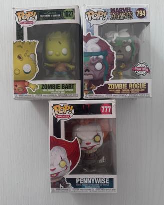 Lotto 3 funko pop horror zombie bart pennywise