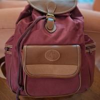 nuovo zaino bordeaux in tela con dettagli in pelle