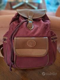 nuovo zaino bordeaux in tela con dettagli in pelle