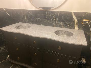 Piano lavabo doppio in marmo/pietra