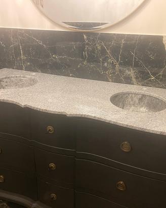 Piano lavabo doppio in marmo/pietra