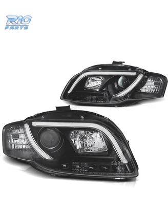 FARI AUDI A4 B7 04-07 LUCE DIURNA A TUBO FONDO NER
