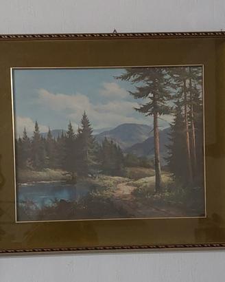 Quadro Vintage  Ludwig Muninger paesaggio alpino