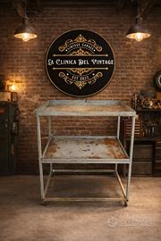 carrello industriale con ruote officina anni 60