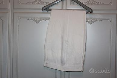 Pantaloni Uomo VERSACE ISTANTE Lino Bianco Panna