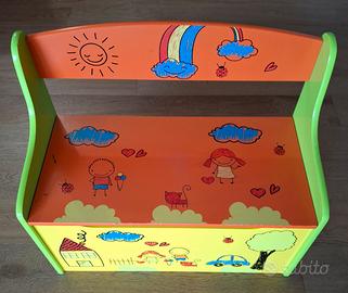 panchina/baule 3 in 1 porta giochi per bambini