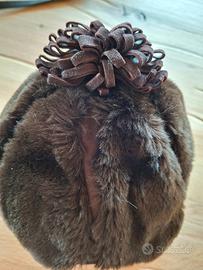 cappello anni 70 da bambina in pelle e pelliccia