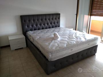 Letto contenitore + materasso + 2 comodini