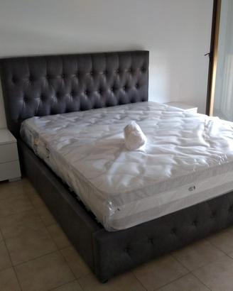 Letto contenitore + materasso + 2 comodini