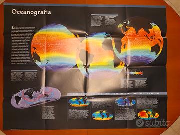Mappa oceanografica della Terra. 100 cm x 77  cm.