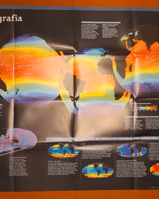 Mappa oceanografica della Terra. 100 cm x 77  cm.