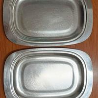 2 piatti da portata  in acciaio inox spessi