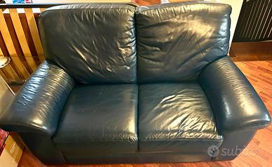 Divano 2 posti in pelle e alcantara