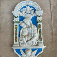 Madonna con bambino in maiolica da muro