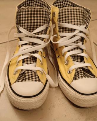All Star Converse  gialle-nere-bianche a scacchi