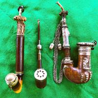Tre Antiche Pipe con inserti in Argento