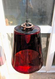 Lampada sospensione vetro rubino stile anni '70 
