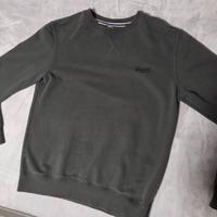 Superdry felpa girocollo uomo verde scuro tg.S
