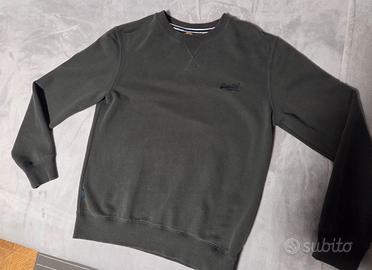Superdry felpa girocollo uomo verde scuro tg.S