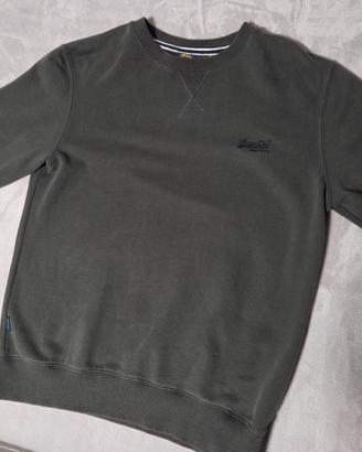 Superdry felpa girocollo uomo verde scuro tg.S