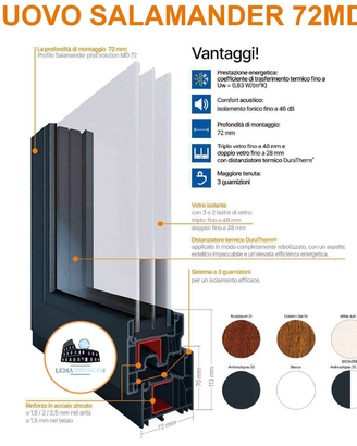 Infissi in PVC  Salamander 72 mm  Su Misura