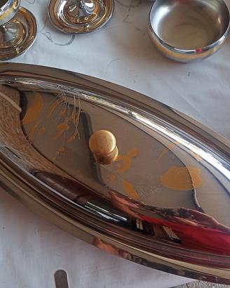 servizio in acciaio da macedonia+6 da gelato.+port